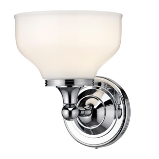 Burlington LED Bathroom Round Wall Light with Chrome Base & Opal Glass Shade